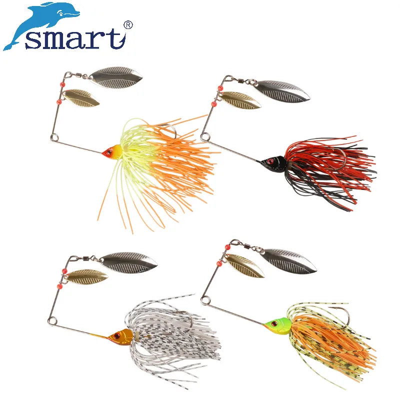 

4PCS Spinnerbait Jig Head Skirt Beard Lure 12cm/5g Fly Rubber Jig Head Fishing Lure Spinner Bait Wire Bait Metal Spoon Buzzbait