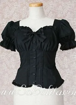 

Lolita Lovely Puff Sleeves Bow Tie Corset Cotton Blouse