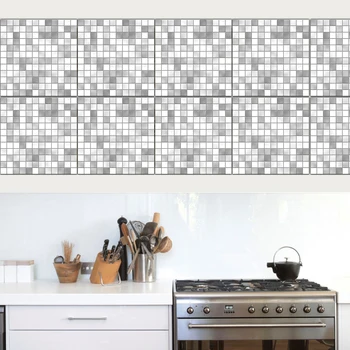 

Moroccan Gray Plaid Mosaic Kitchen Tiles PVC Waterproof Self adhesive Wallpaper Furniture Bathroom DIY Arab Tile Tile Sticker
