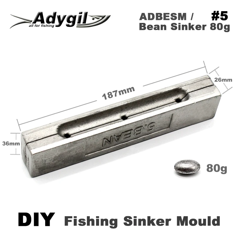 Adygil DIY рыболовные бобовые грузила прессформы ADBESM/#5 бобовые грузила 80 г 3 полости