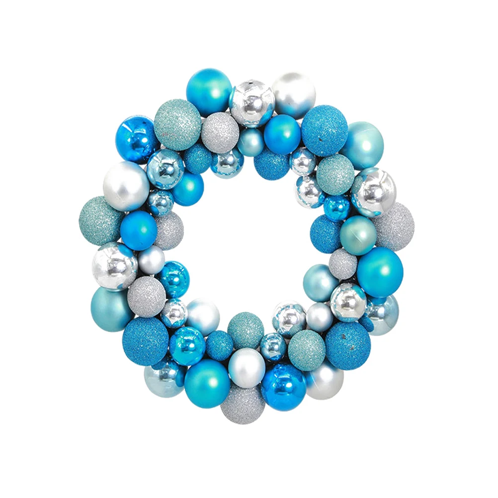 

1pc Christmas Wreath Ball Ornaments Front Door Window Hanging Xmas Decoration for Holiday Event Use (Silver and Blue)