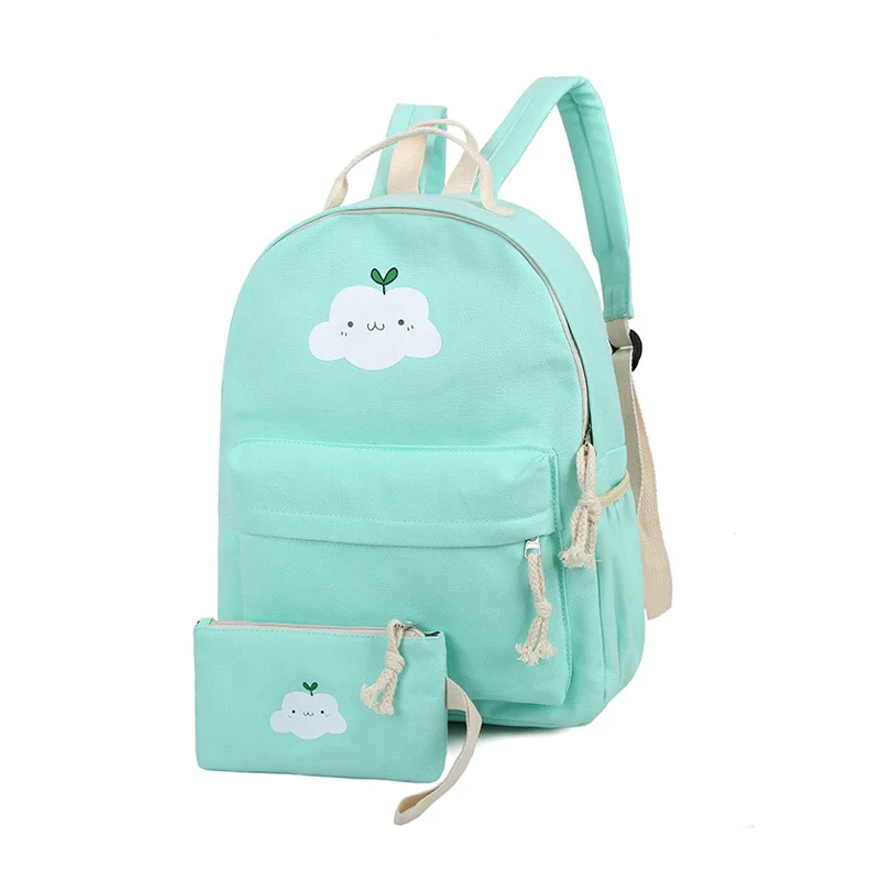 

2017 Women Canvas Cloud  Printing Backpack Set Female Preppy Style School Shoulder Bags For Girls Mochila Rucksack sac a dos