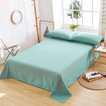 

Home Textile Sheets Solid Color Twin Full King Bed Sheet Soft Cotton Bed Flat Sheet Pillowcase Blue Gray Sleep Bed Covers Set