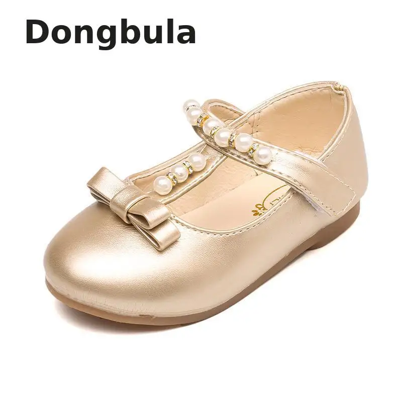

Summer Fashion Girls Shoes For Children Princess Sandals Kids Pearl Leather Light Flat Student Shoes Beaded Dress Wedding Party