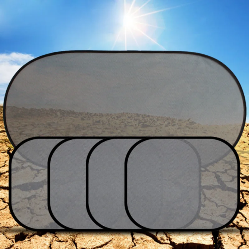 5pc Black Rear Side Car Window Windshield Mesh Sunshade Visor For Kids Baby Children Cover Shield Screen Solar UV Protection