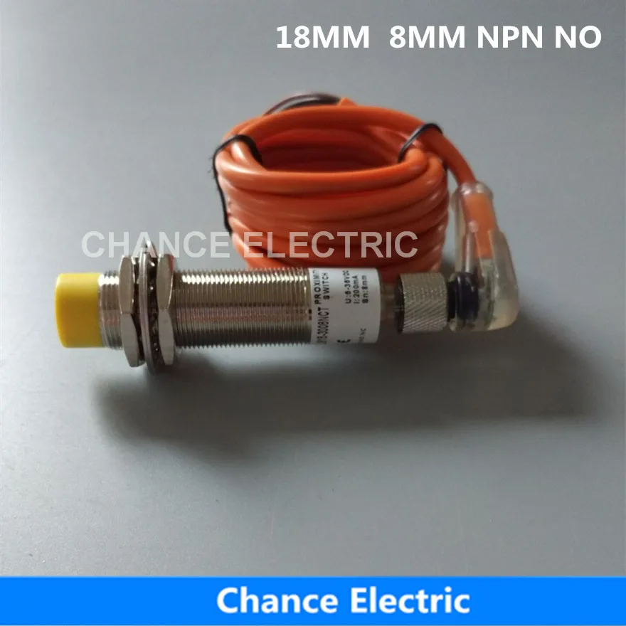 

Free shipping M18 with bend connector 8mm distance non flush type NPN NO proximity Sensor Switch (IM18-8-DNA-C)