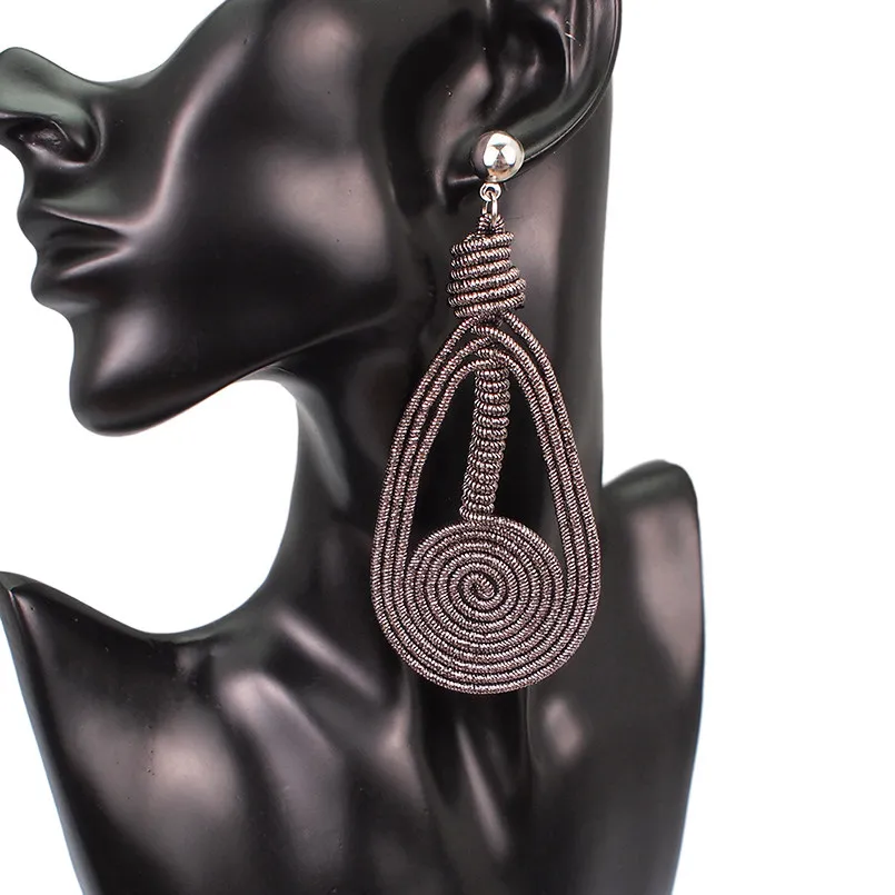 MANILAI, богемные спиральные круглые серьги из сплава, женские новые Винтажные висячие серьги из металла, модные ювелирные изделия - Окраска металла: 1507 Gun black