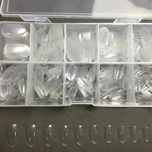 Hot item! 500Pcs Clear Oval Full Cover False Nails DIY Nail Art Transparent Fake Nail Tips