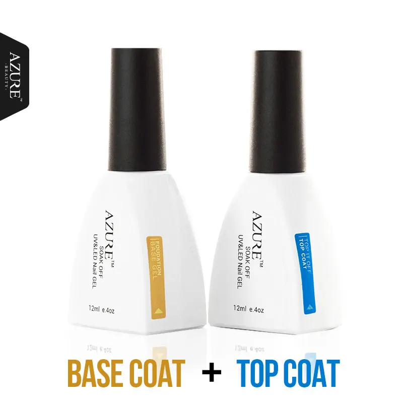 Brand New Azure Diamond Nail Gel Top Coat Top it off + Base Coat Foundation for UV Gel Polish Best selling12ml
