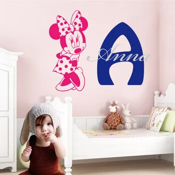 

Custom Name Of Minnie Mouse Kids Wall Sticker For Home Livingroom Decoration Accessories For Bedroom Nursery Decal Dekoration