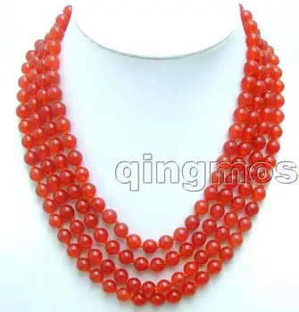 

Luxuriant! 4 Strands 8mm Round Red stone 18-19-20-21" necklace-nec5181