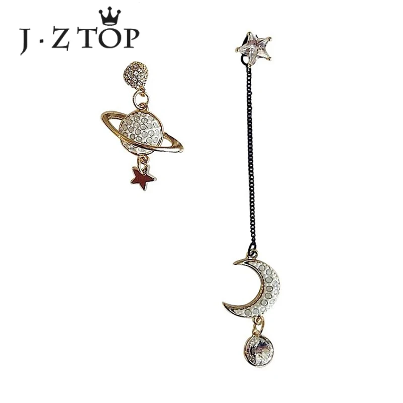 JZTOP модные серьги-гвоздики в форме звезды и Луны кристальная Вселенная