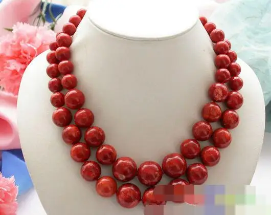 

song voge gem nanJ0584 2row nature round red coral bead tower necklace
