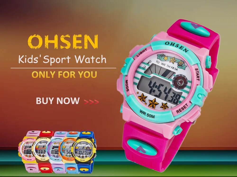 Лидер продаж Ohsen цифровой бренд кварцевые часы Дети Замечательные Дети мальчик 50 м водонепроницаемые часы силиконовые ЖК-будильник с