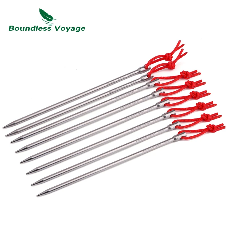 Boundless Voyage Titanium Alloy Tent Nails 20cm Long Outdoor Camping Tent Accessories Stakes Pegs