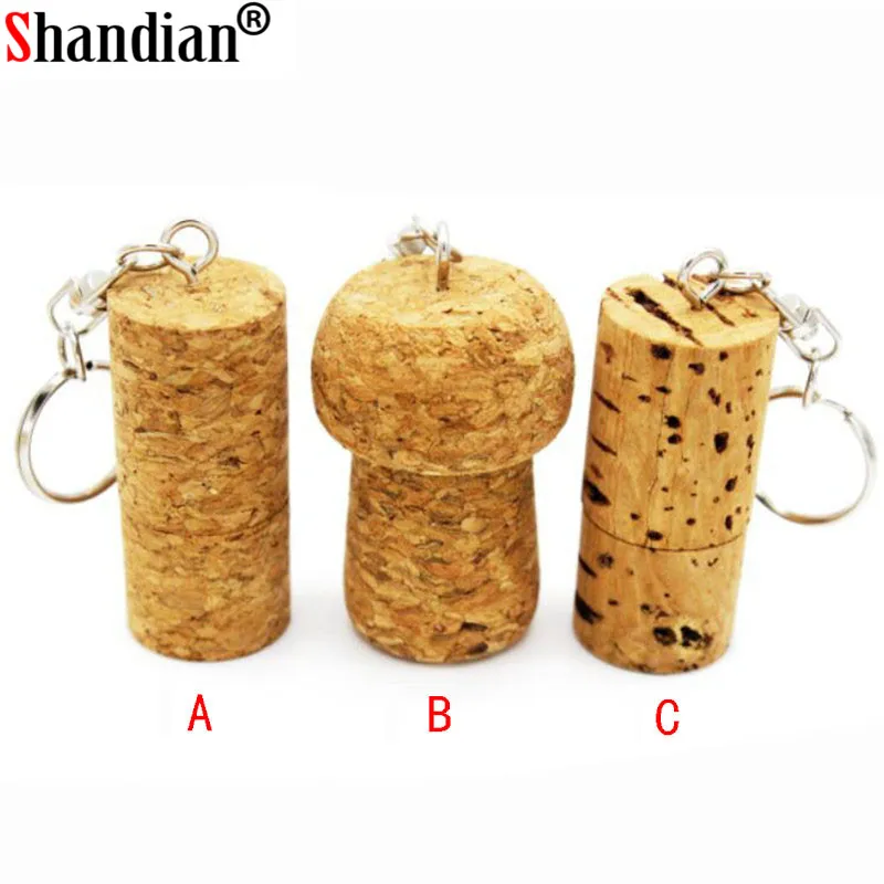 

SHANDIAN Wooden cork USB flash drive wood bottle plug pendrive 4GB 16G 32G 64G memory stick personality logo with keychain gifts