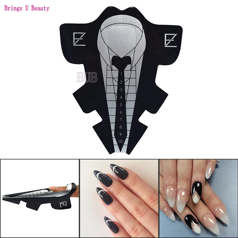 

100pcs Pro 3 in 1 Suit Pattern Square/Rhombus/Stiletto Tips Nail Forms Acrylic Curve UV Gel Nails Extension Nail Art Tool Guide