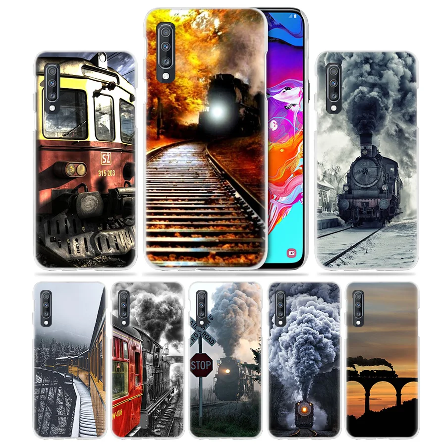 

Vintage Train Travel Case for Samsung Galaxy A50 A70 A20e A40 A30 A20 A10 A8 A6 Plus A9 A7 2018 Hard Clear PC Phone Coque Cover