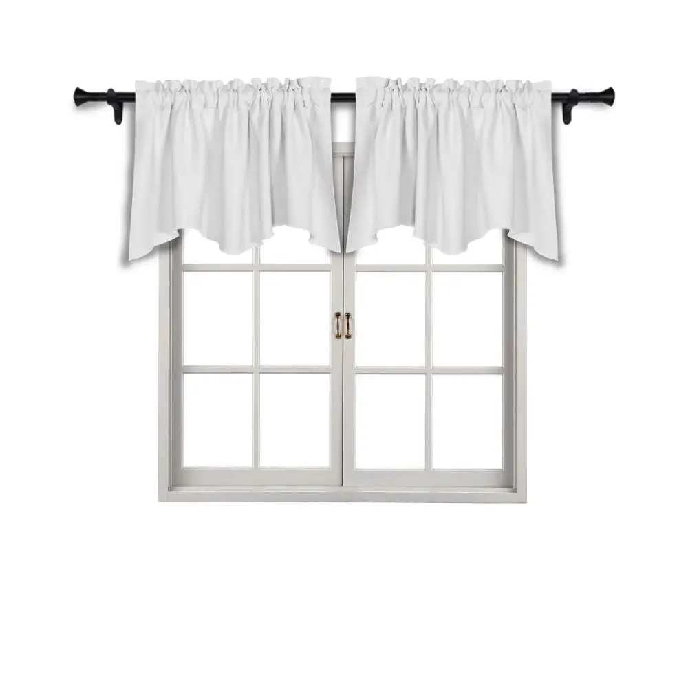 

SUO AI TEXTILE Scalloped Valances Blackout Valances Curtains for Small Window Rod Pocket Blackout Tier Curtains for Living Room