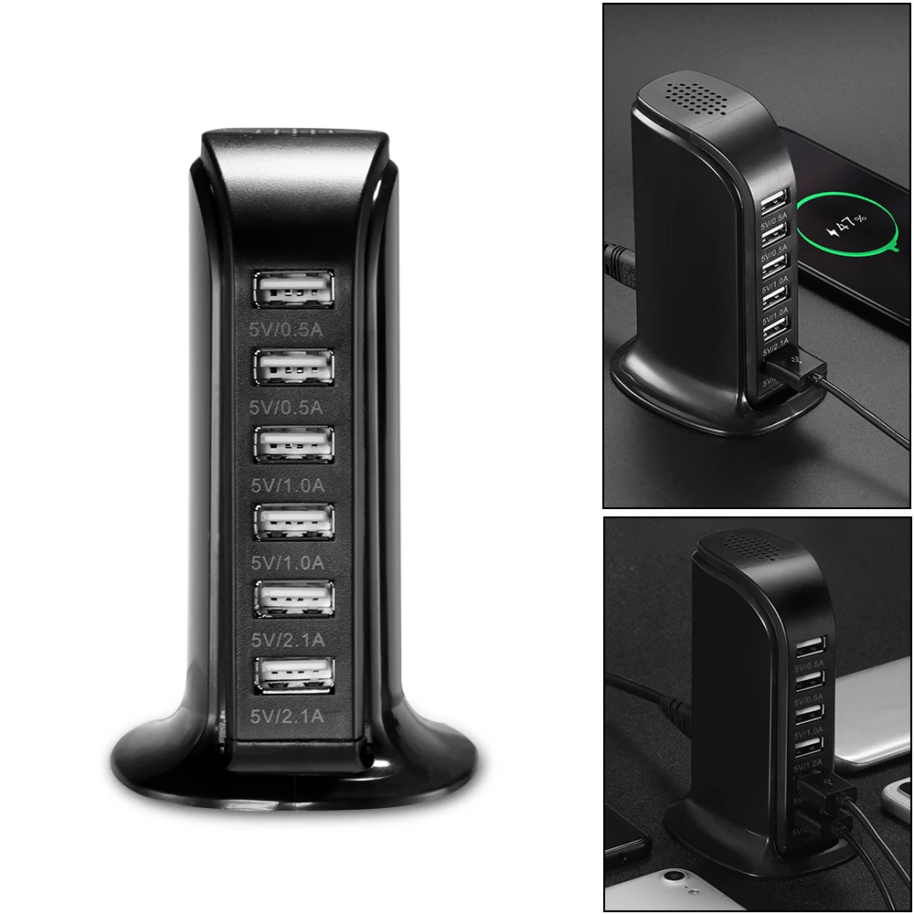 USB быстрое зарядное устройство для стены Зарядное устройство Multi Touch 6-Порты и разъёмы башня стенд зарядная станция w/30 w Выход 6A для смартфонов Планшеты Bluetooth колонки