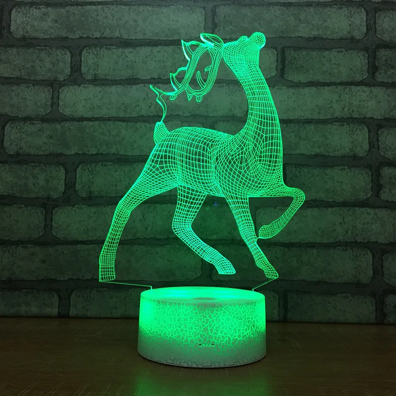 

Cute Deer Shape 3D LED Table Lamp Baby Touch Colorful 7 Color Change Acrylic Night Light Home Bedroom Decor Kids Christmas Gifts