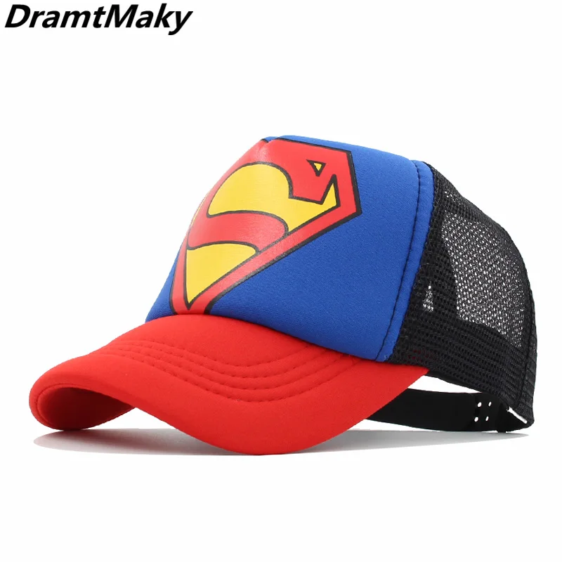 سوبرمان كاب رياضي شبكة الاطفال قبعات البيسبول أزياء الأطفال Snapback قبعات الفتيان الفتيات الورك هوب قبعة شبكة قبعات صيفية gorras casquette