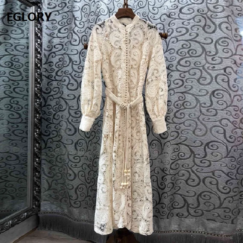 

Vintage Retro Dress 2019 Summer Autumn Party Evening Vestidos Women Allover Exquisite Embroidery Beading Belt Long Dress Events