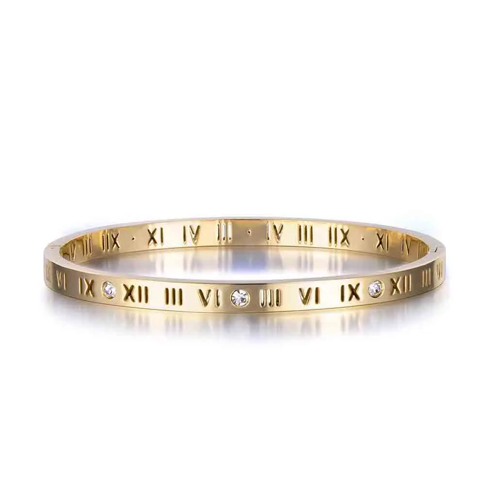 JeeMango, классические браслеты с римскими цифрами, ювелирные изделия, серебро, золото, нержавеющая сталь, кубический цирконий, свадебный браслет, B17050