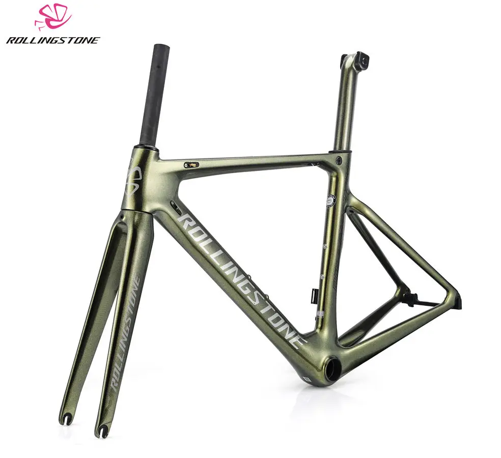 Flash Deal ROLLING STONE FINDER Road Carbon Frame set UCI Aero road frame set Chameleon Gold Green  45cm 47cm 50cm 52cm 54cm 0