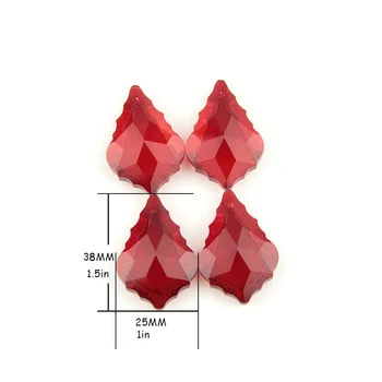 

Dark Red Maple Leaf Chandelier Glass Lighting Prisms Parts Suncatcher Pendants Necklaces Chains Pendant For Women Jewelry 38MM