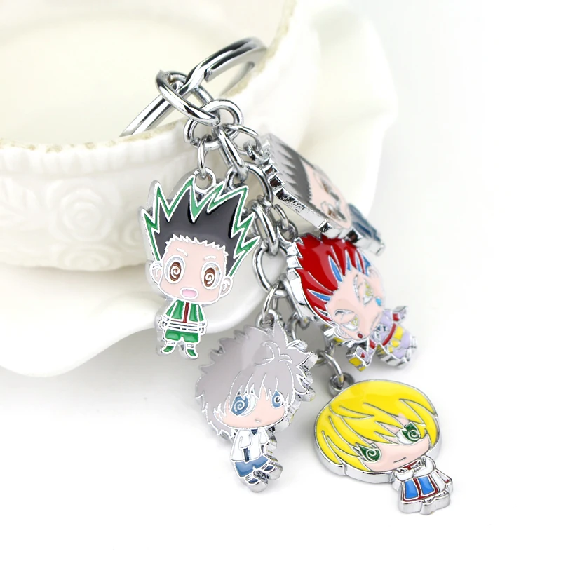 

Anime Cartoon Hunter x Hunter Keychains Metal Figure toys Keychains Pendants kawaii cute Key Chain ring kids toys gift