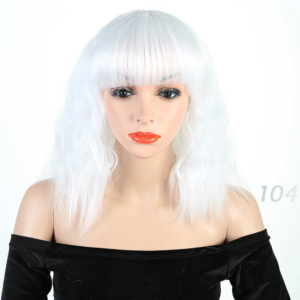 WTB синтетические Короткие Волнистые Боб парики женские черные блондинка белый парики из натуральных волос женский жаропрочных волокно