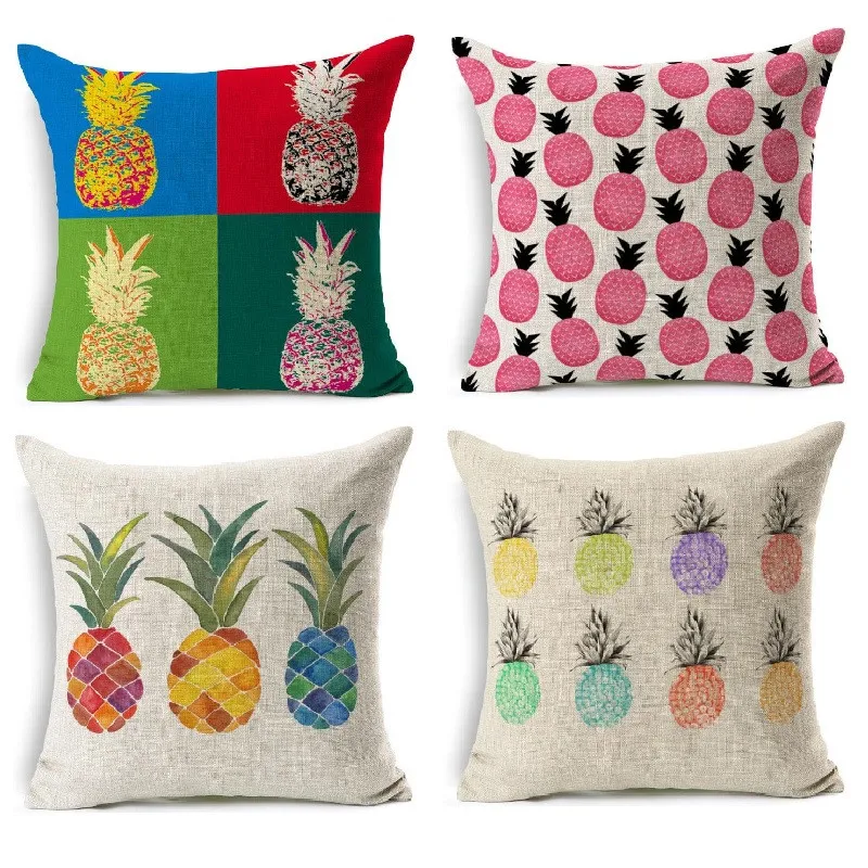 Ananas Cushion Cover Casual Cotton Linen Case Home Decoration Car Sofa Decorative Pillowcase almofadas coussin Kissen