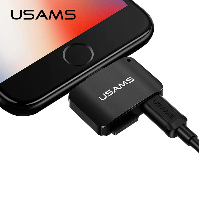 

USAMS OTG Expansion TF Card Charger For iphone 128GB Max Expansion Reader OTG Adapter Charging For iPhone Adapter OTG for Apple