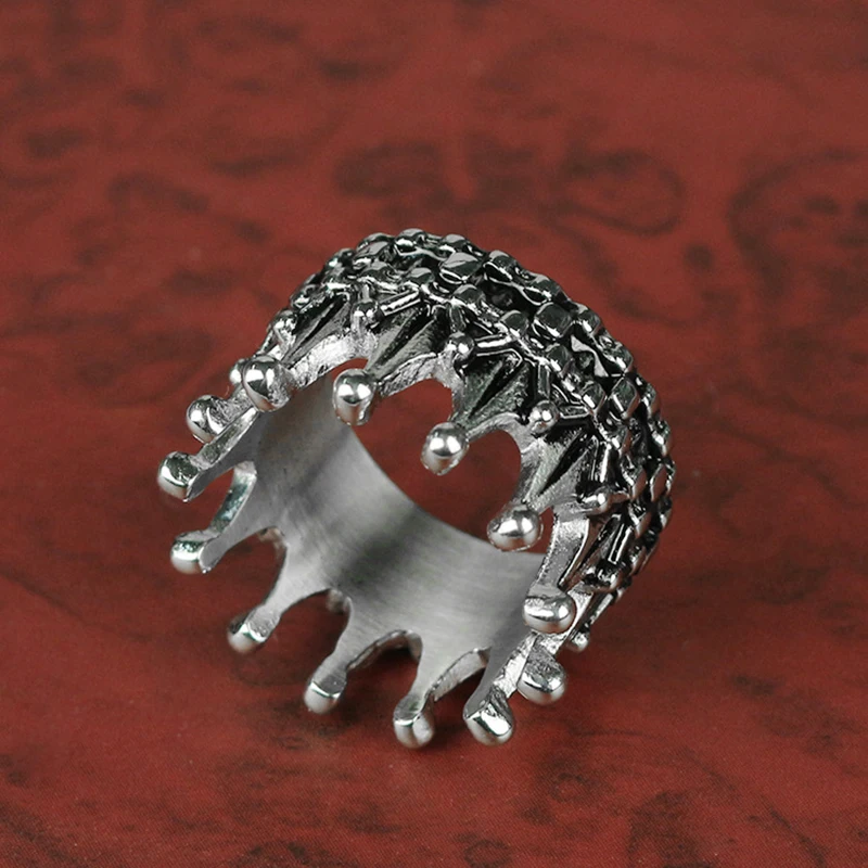 Новые европейские, американские уличные Классические поп-кольца из нержавеющей стали кольцо в форме короны Ретро панк вечерние мужские кольца ювелирные изделия подарок VR478