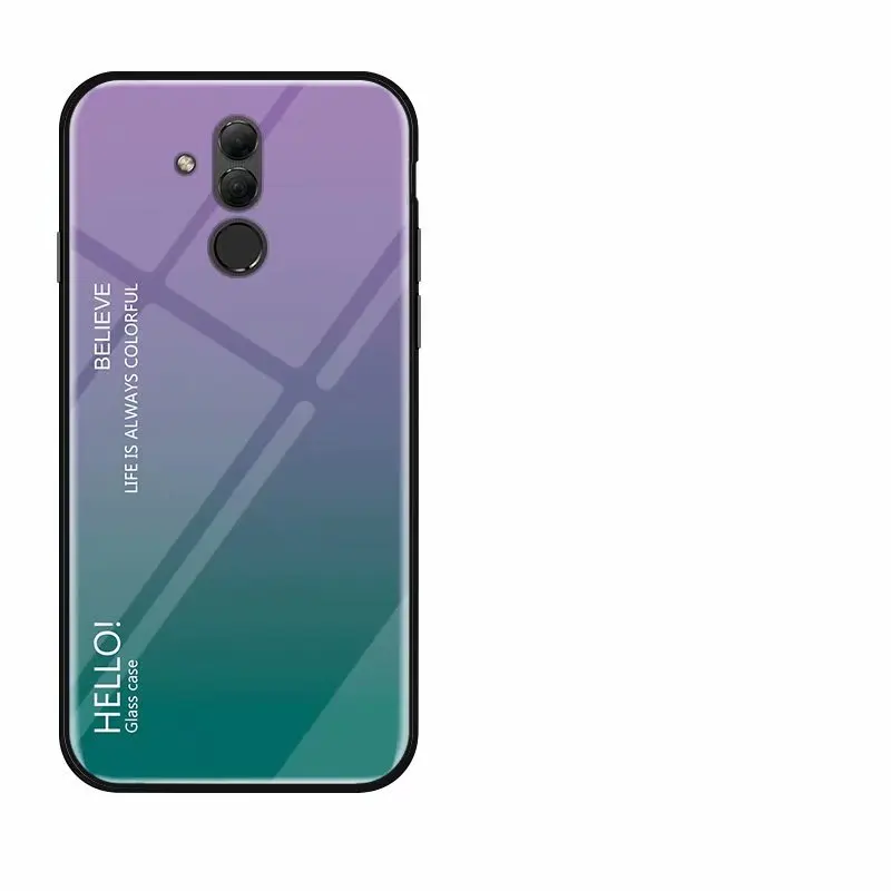 100 шт./лот Градиент закаленное Стекло задняя крышка чехол для huawei Коврики 20 Коврики 20Pro Коврики 20 lite Y9 Magic 2