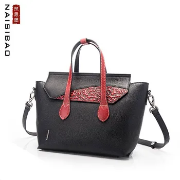 

NAiSIBAO 2020 New Cowhide women genuine Leather bag fashion women leather handbags crossbody bag for women leather shoulder bag