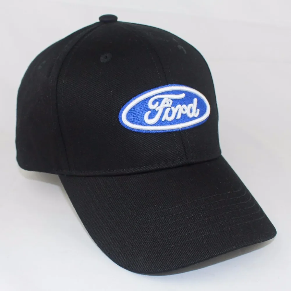 Ford Driving Cap Embroidered Brass Buckle Car Logo Baseball Hat 100% Cotton Sports Fashion Solid Black Color