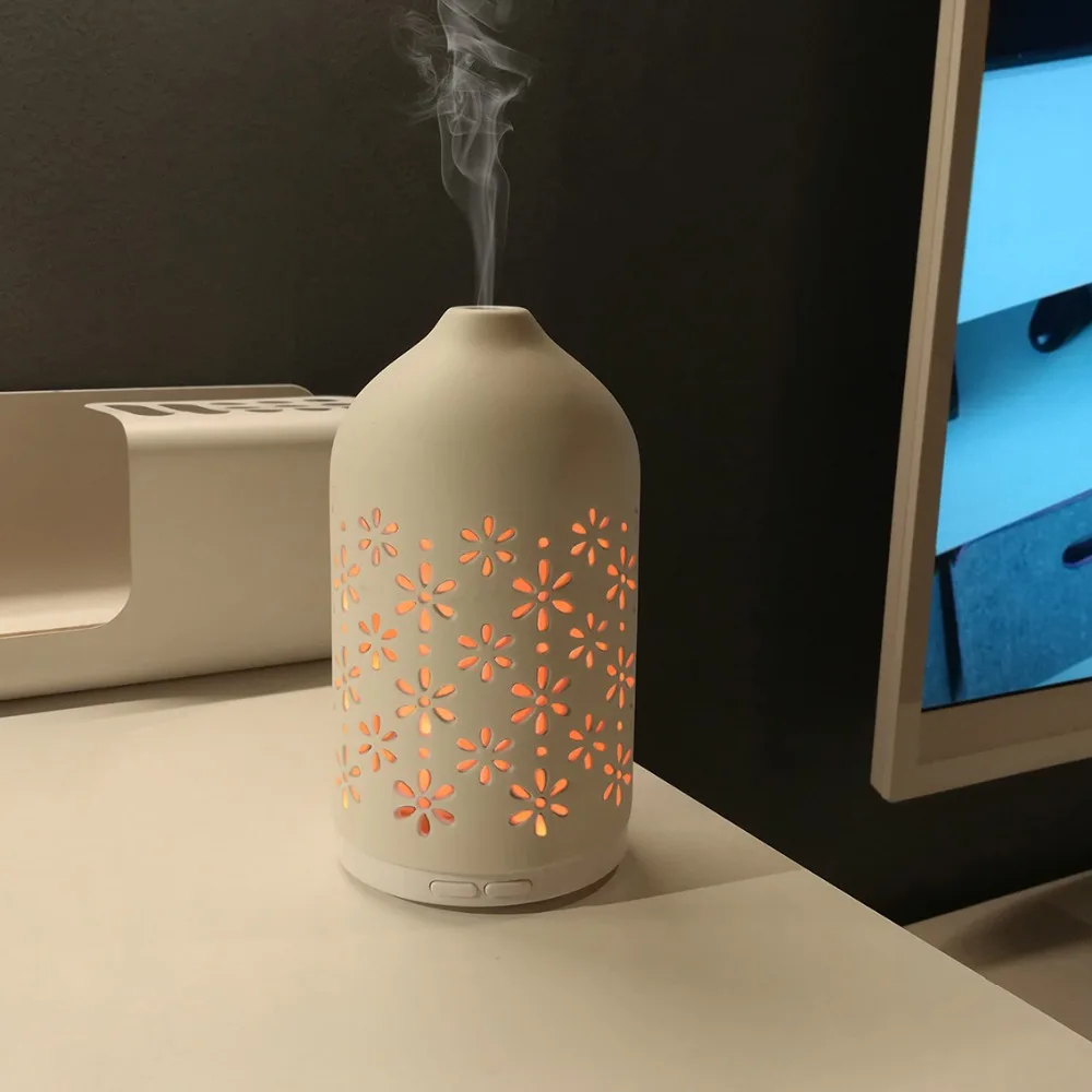 

GIAHOL 80ml Air Humidifier Essential Oils Aroma Diffuser Hollowing Out Ceramics Aromatherapy For House Humidification