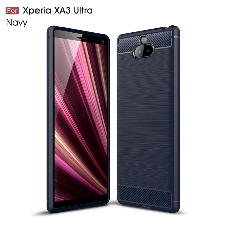 

Phone Case for Sony XZ4 carbon fiber brushed TPU case for XA2 plus matte soft phone case