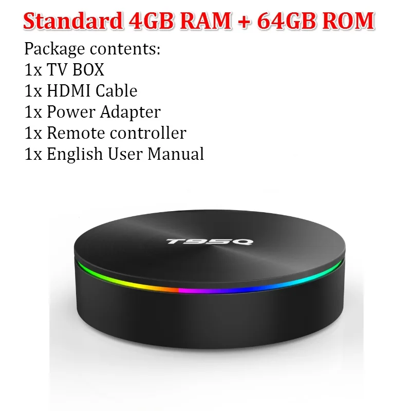 T95Q Android 9,0 tv box Smart Box T ТВ коробка 4G 32/64G S905X2 4 ядра 2,4/5,8G, Wi-Fi, BT4.1 100 м 4 к HD медиаплеер Android tv BOX - Цвет: Only 4G 64G