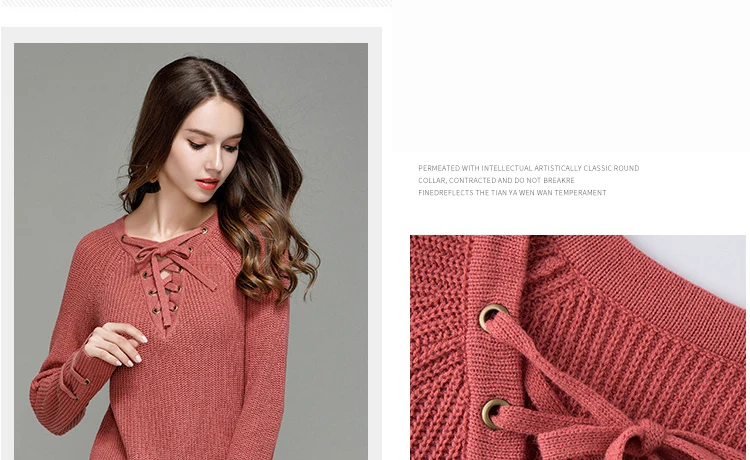 2017 autumn new fashion suit sweater women Europe and the United States sexy V collar with knitted bottoming shirt (1)