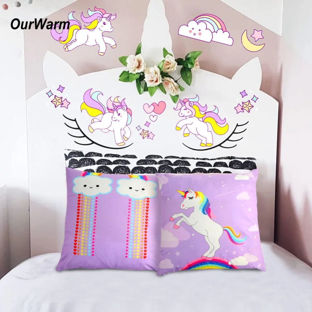 OurWarm Unicorn Pillow Case 45*45 Soft Polyester Pillow Cover Home