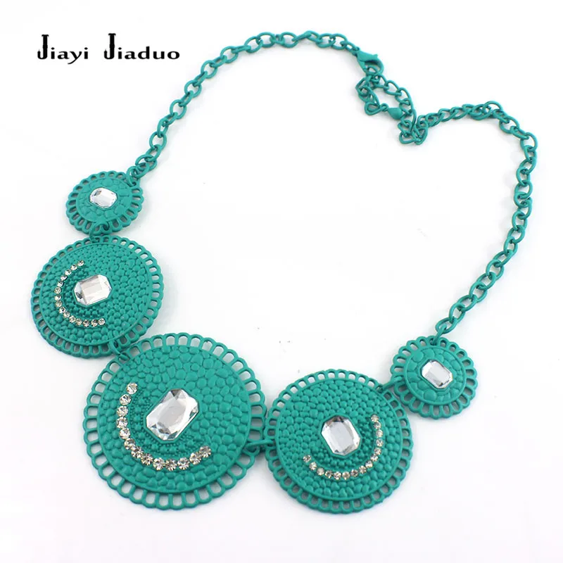 Jiayijiaduo 2017 mulheres flores colar gargantilha de Ouro cor multicolor bohemian boho colar colorido azul grande colar & pingentes