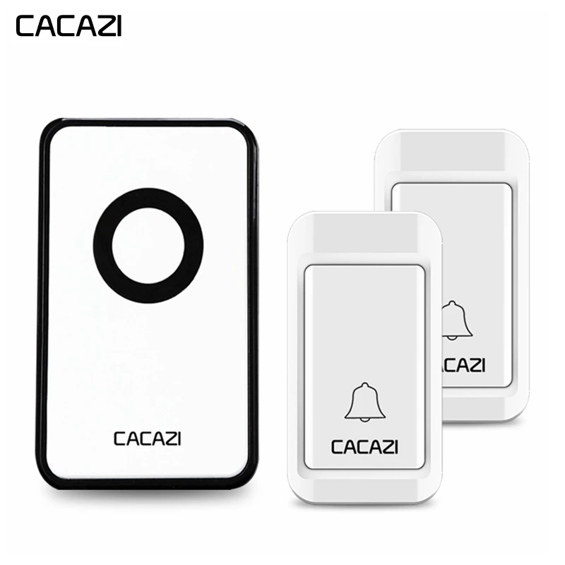 

CACAZI Self Powered Wireless Doorbell Waterproof No Battery 2 Button 1 Receiver US EU UK Plug Home Cordless door bell chimes