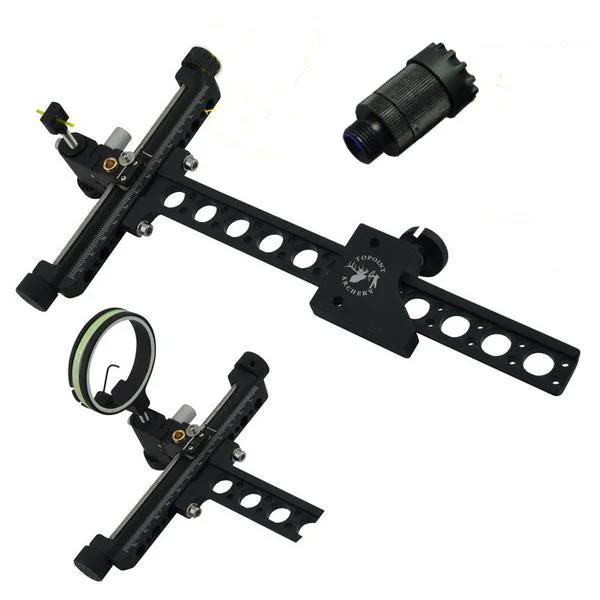 Recurve Bow Sights Aluminum 1 Pin Bow Sight+Adjustable Stand+Night View