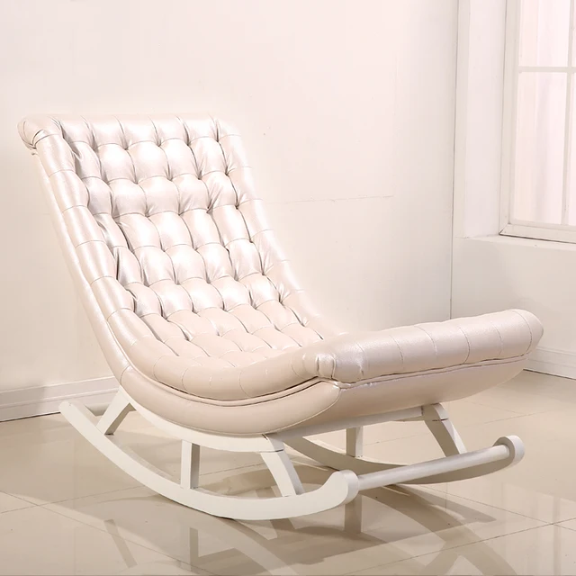 online shop modern design rocking chair white leather wood home