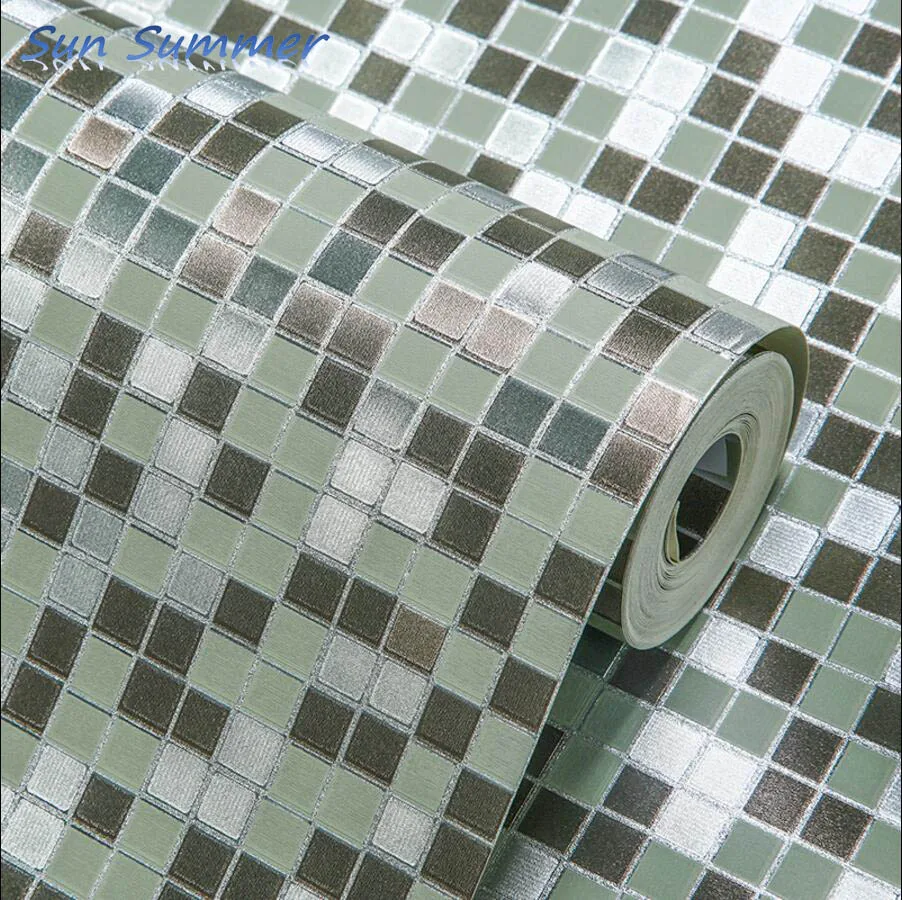 

Gold foil wallpaper gold silver mosaic waterproof pvc women's ceiling light background wallpaper