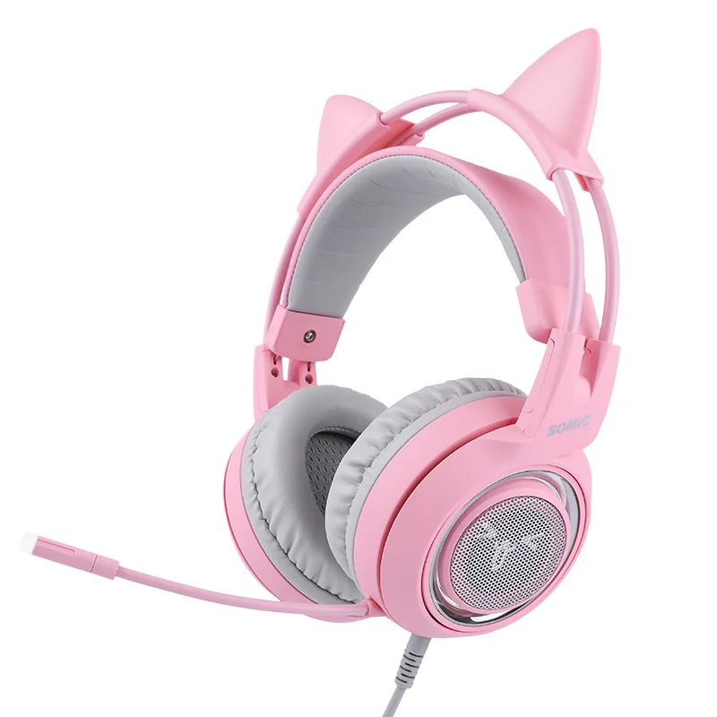 

High-End Pink Cute Gaming Headset For Girls 7.1 Channel Noise Cancelling Game Headphones Wired With Microphone