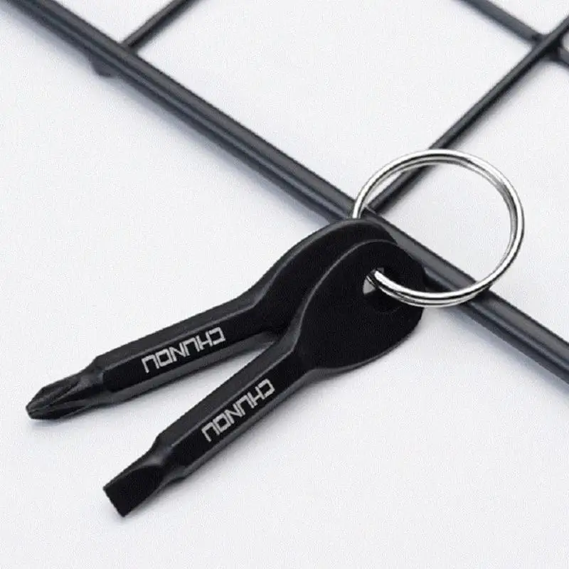 2pcs Metal SLOTTED/PHILLIPS Screwdriver Set Outdoor Multi Tool Key Ring